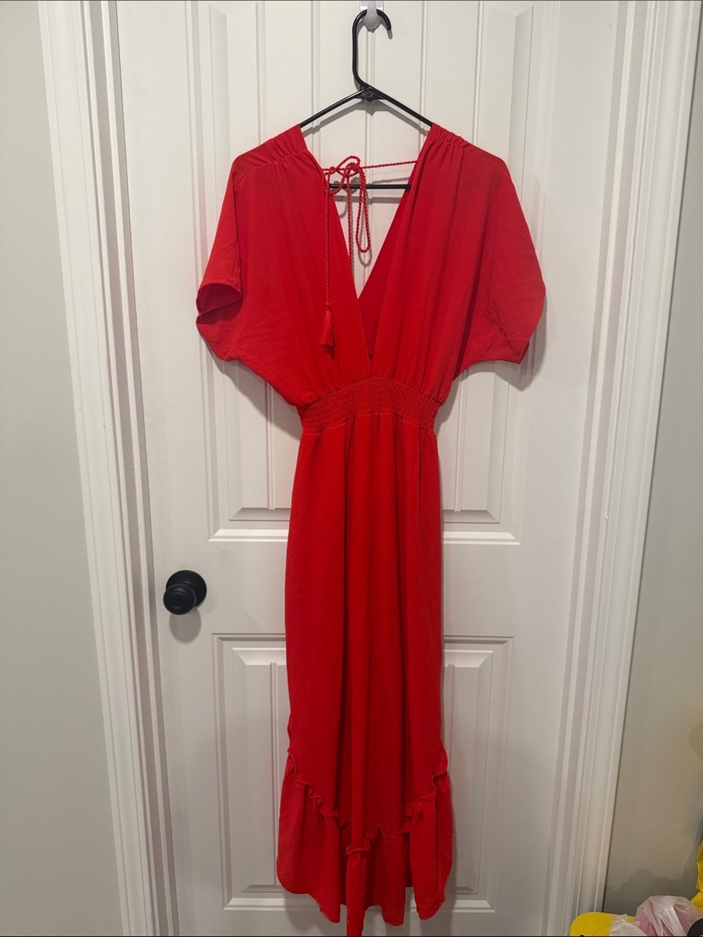 Flying Tomato Scarlet V-Neck High-Low Dress - Picture 4 of 7